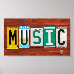 Poster d'art de la plaque de licence de musique Im