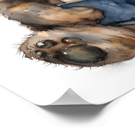 Poster d'art de la pouponnière Lecture d'ours avec (Coin)