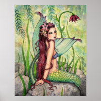 Poster d'art de la sirène de la lagune verte Impri