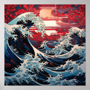 Poster d'Art de la vague japonaise - Serene Ocean 