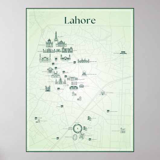 Poster d'art de Lahore City Pakistan (Vert, Matte) (Devant)