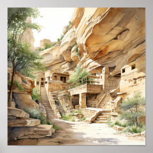 Poster d'art de l'aquarelle du parc national Mesa