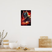 Poster d'art de l'emblème de chauve-souris flamboy (Cuisine)