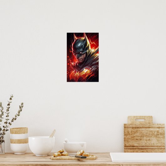 Poster d'art de l'emblème de chauve-souris flamboy (Cuisine)