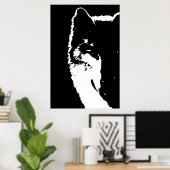 Poster d'art de l'oeil de loup noir et blanc (Bureau à domicile)
