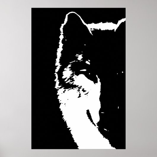 Poster d'art de l'oeil de loup noir et blanc (Devant)