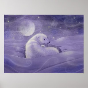 Poster d'art de l'ours polaire d'hiver