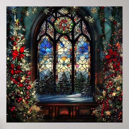 Poster d'art de Noël en verre satiné (Devant)