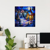 Poster d'art de Noël en verre satiné (Bureau à domicile)