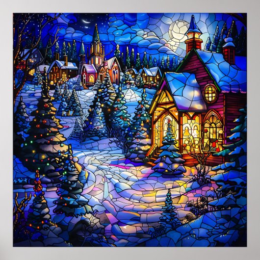 Poster d'art de Noël en verre satiné (Devant)