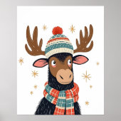 Poster d'art de Noël Moose Wall Art (Devant)