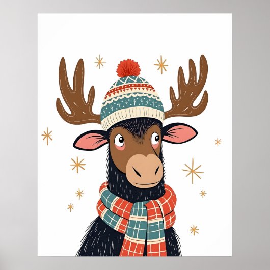 Poster d'art de Noël Moose Wall Art (Devant)