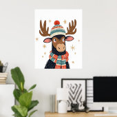 Poster d'art de Noël Moose Wall Art (Bureau à domicile)