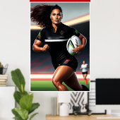Poster d'art de rugby féminin (Bureau à domicile)