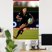 Poster d'art de rugby féminin (Bureau à domicile)