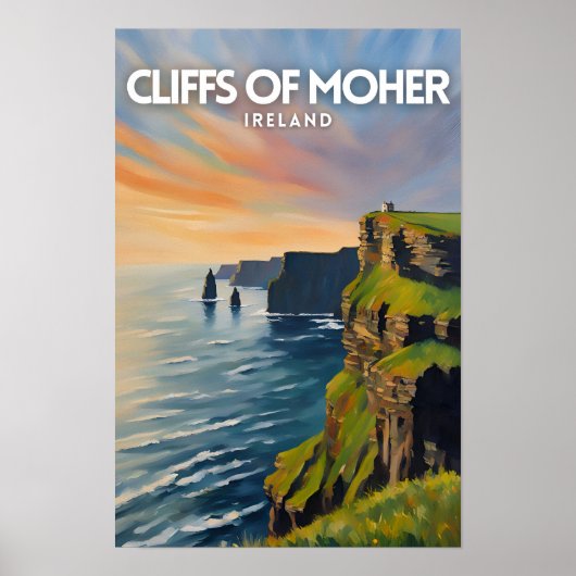 Poster d'art de voyage des falaises de Moher (Devant)