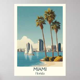 Poster d'art de voyage Vintage Miami Florida