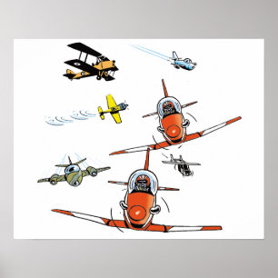 Poster d'art des avions volants