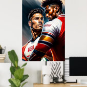 Poster d'art des joueurs de rugby (Bureau à domicile)