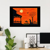 Poster d'Art d'Halloween, sorcières, épouvantail,  (Bureau à domicile)
