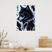Poster d'art du loup de Yellowstone (Cuisine)
