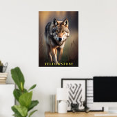 Poster d'art du loup de Yellowstone (Bureau à domicile)