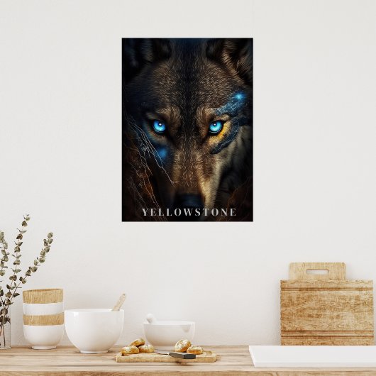 Poster d'art du loup de Yellowstone (Cuisine)