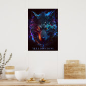 Poster d'art du loup de Yellowstone (Cuisine)