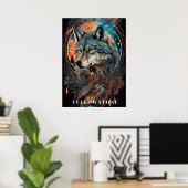 Poster d'art du loup de Yellowstone (Bureau à domicile)