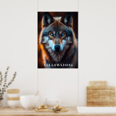Poster d'art du loup de Yellowstone (Cuisine)