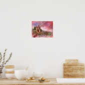 Poster d'art du manoir rose/Imprimer (Cuisine)