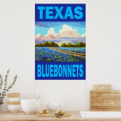 Poster d'art du Texas Bluebonnets (Cuisine)