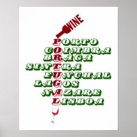 Poster d'art du vin rouge vert Portugal