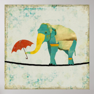 Poster d'Art Eléphant Golden Graceful
