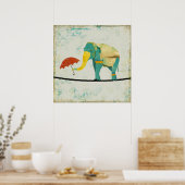 Poster d'Art Eléphant Golden Graceful (Cuisine)