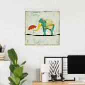 Poster d'Art Eléphant Golden Graceful (Bureau à domicile)