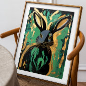 Poster d'art encadré de lapin noir