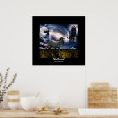 Poster d'art espagnol Mustang, Bald Eagle & Galaxy (Cuisine)