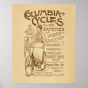 Poster d'art et de bicyclettes vintage Columbia Sa