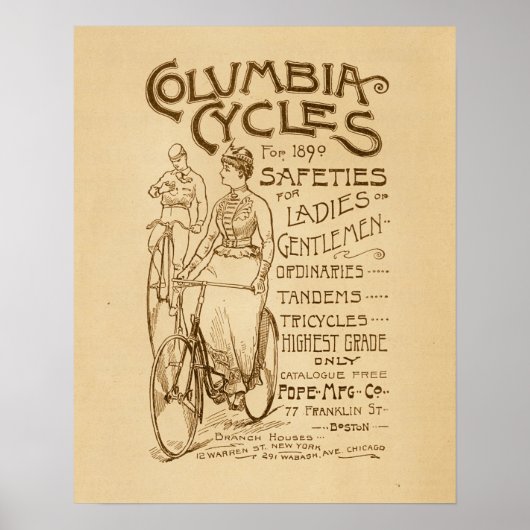 Poster d'art et de bicyclettes vintage Columbia Sa (Devant)
