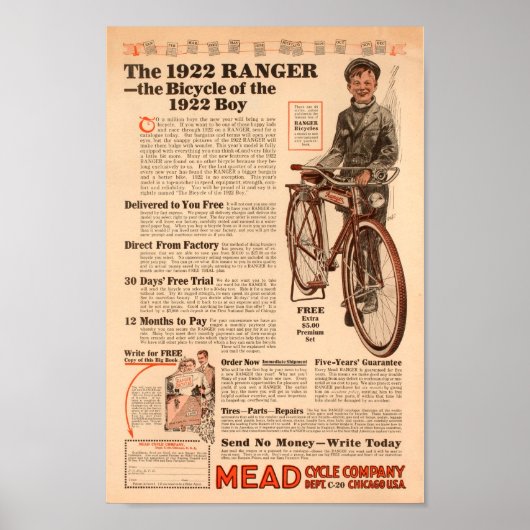 Poster d'art et de vélo de Vintage Boys Ranger 192 (Devant)