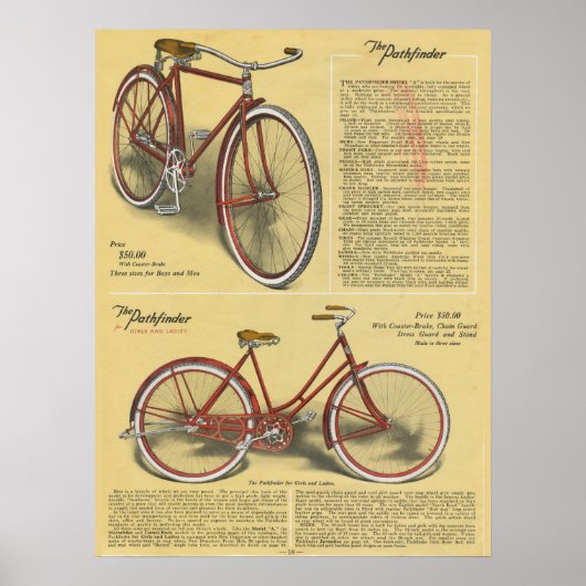 Poster d'art et de vélo Pathfinder Vintage 1923 (Devant)