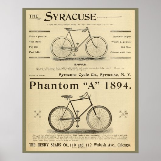 Poster d'art et de vélo Phantom A 1894 (Devant)