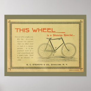 Poster d'art et de vélo Stearns Vintage 1894