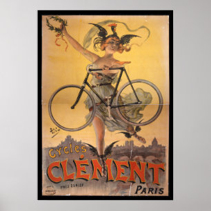 Poster d'art et de vélo vintage Clement Paris