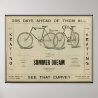 Poster d'art et de vélo Vintage Keating 1896