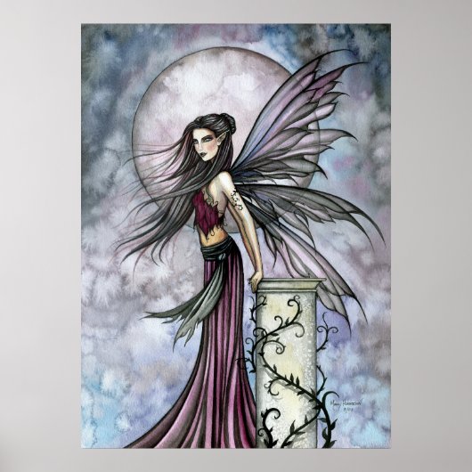 Poster d'art Fairy with Pleine lune Imaginaire (Devant)
