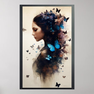 Poster d'art Femmes avec papillons