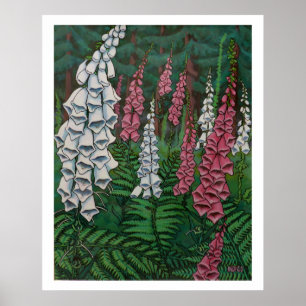 Poster d'art fleur sauvage Foxglove Flowers Peintu