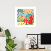 Poster d'art : Fleurs chaudes au coucher du soleil (Bureau à domicile)